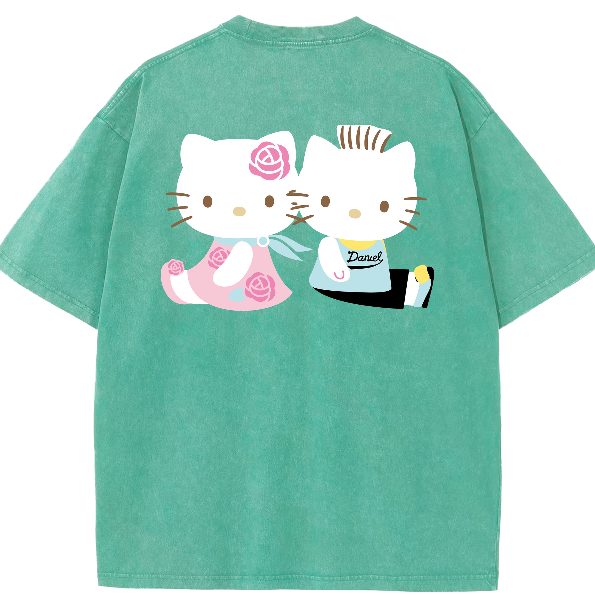 （画像用） Hello Kitty ハローキティ 綿100% ヴィンテージ風 半袖Tシャツ（背面プリント）